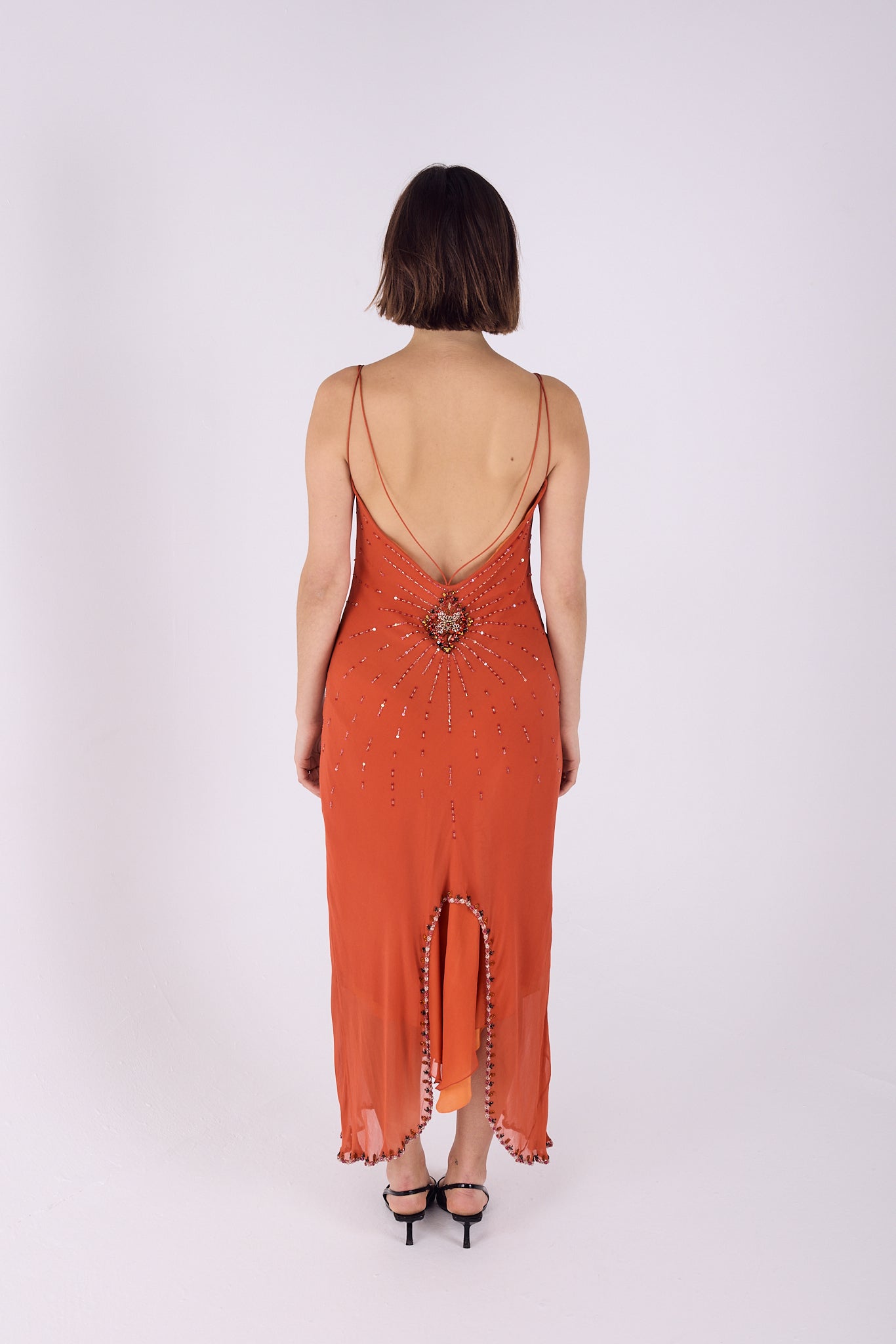 Patric Casey orange sequin detail ball gown