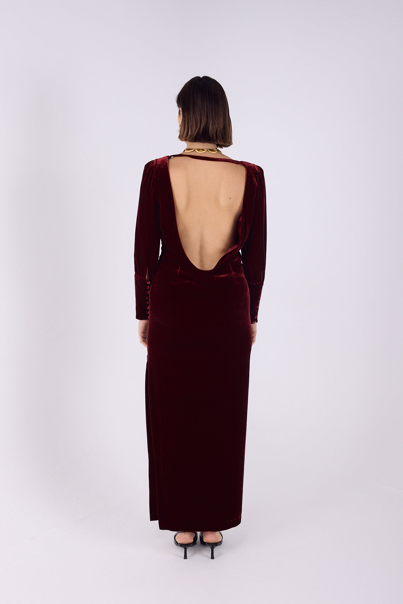 Biba plum velvet maxi dress