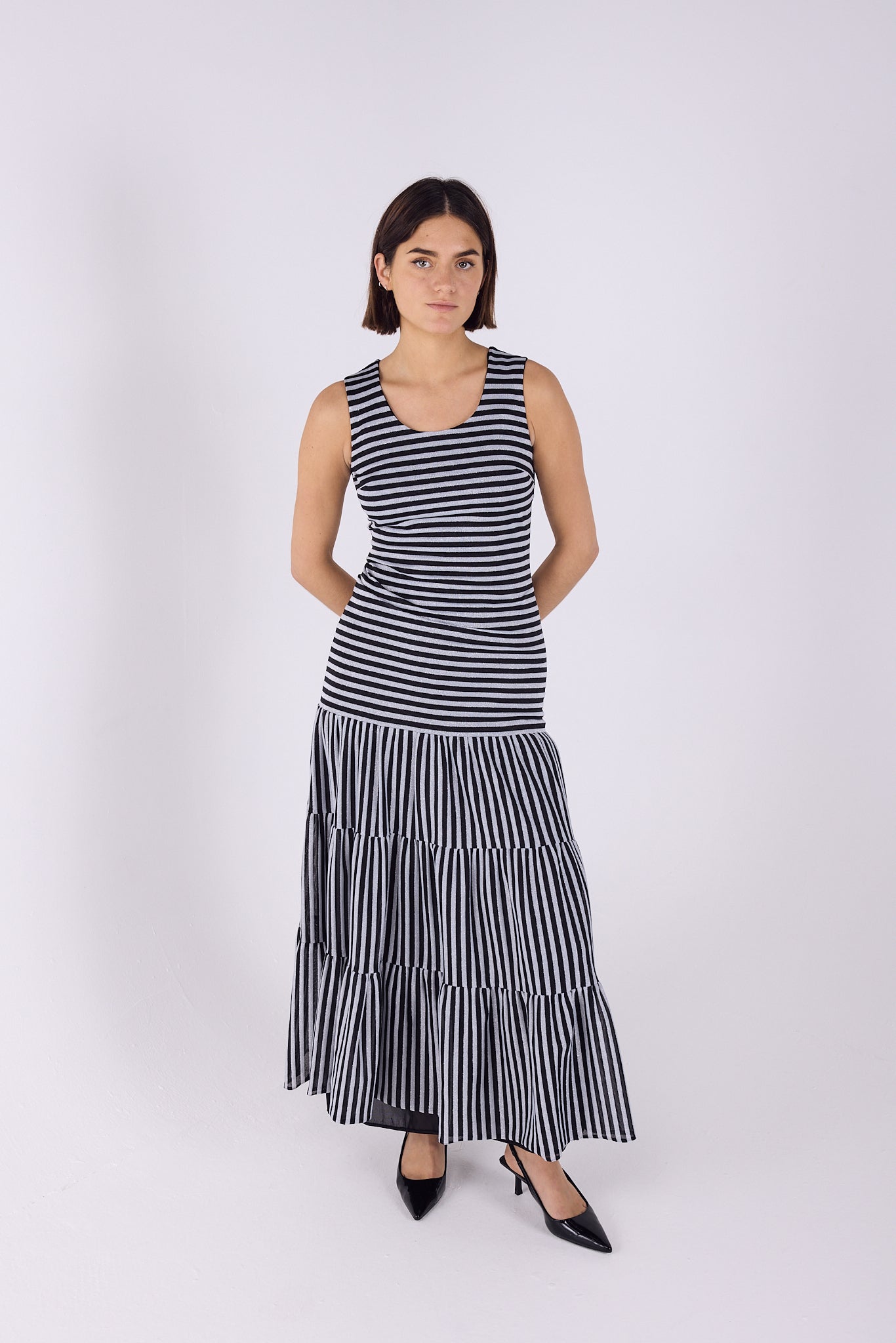 Black and silver Striped dress