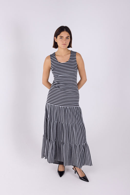 Black and silver Striped dress