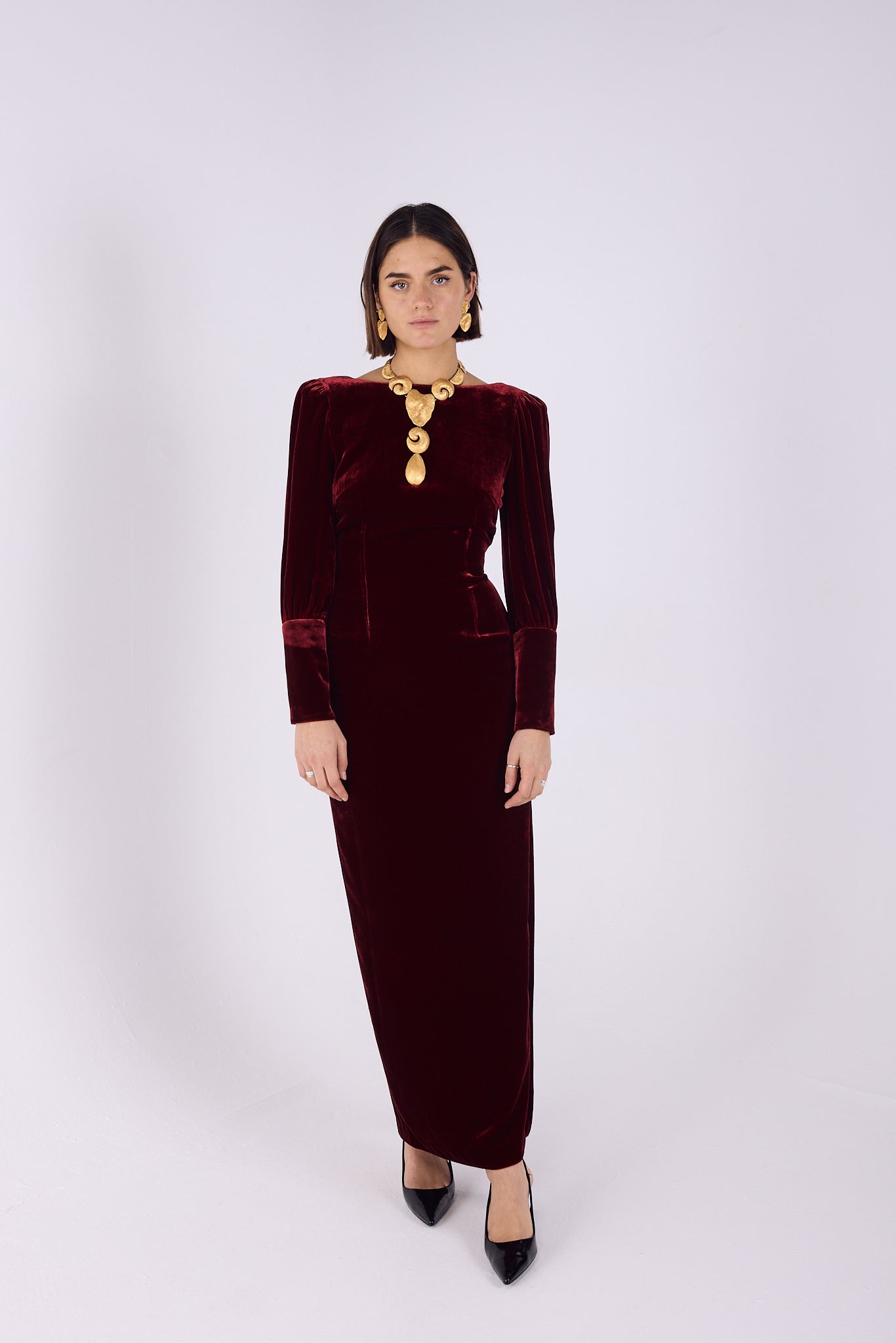Biba plum velvet maxi dress