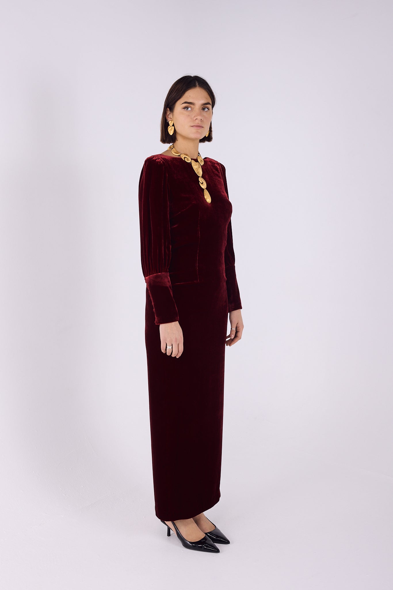 Biba plum velvet maxi dress