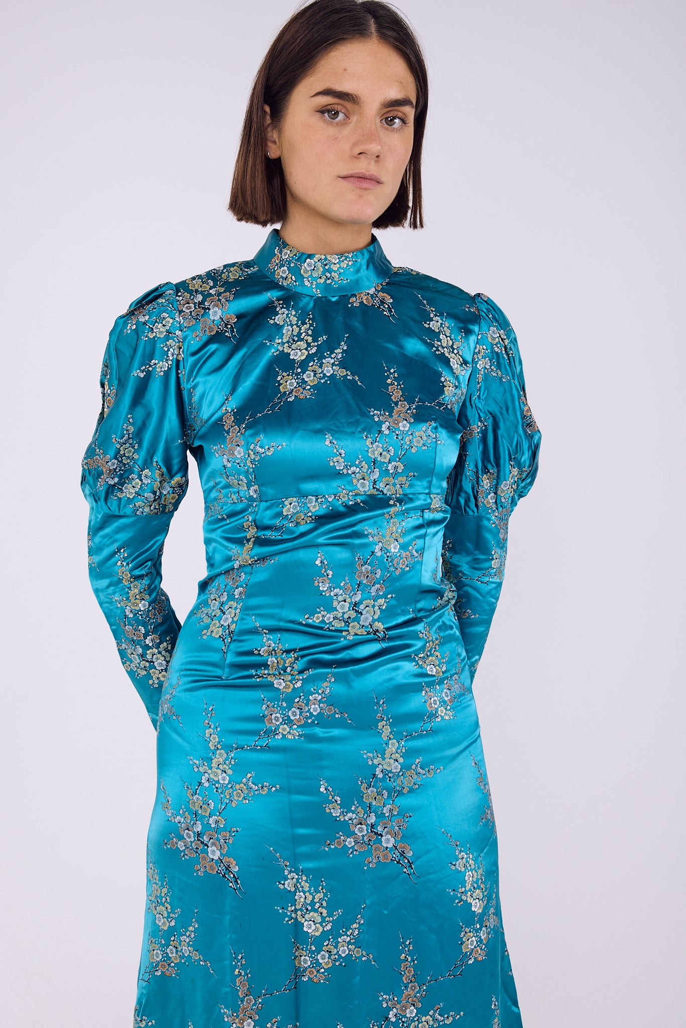 Oriental blue floral maxi Dress