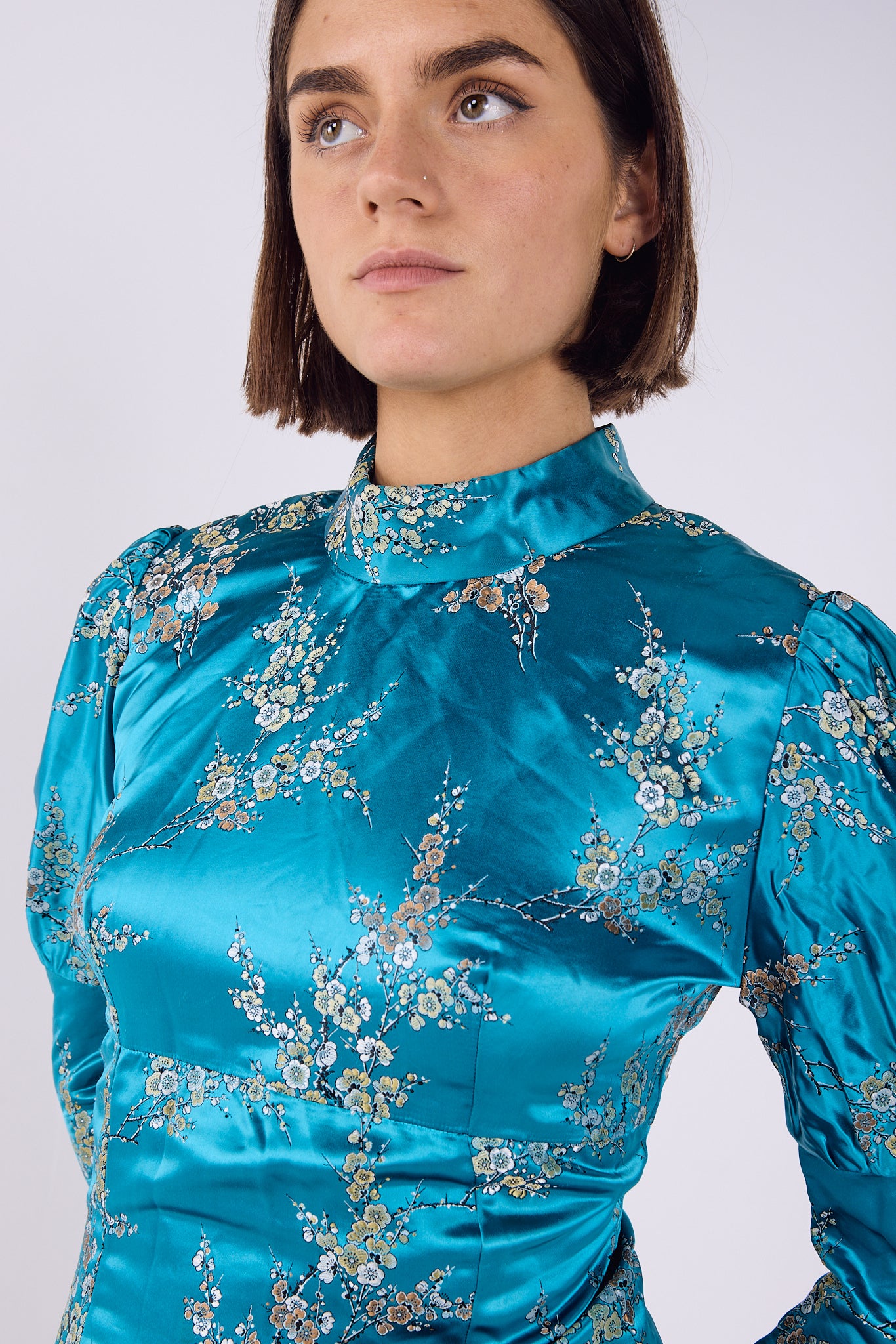 Oriental blue floral maxi Dress